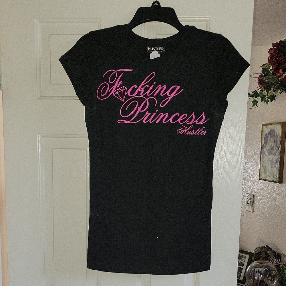 Hustler Hollywood Black Tee with Pink Accents